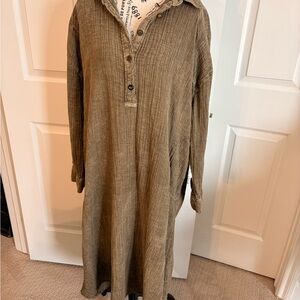 Krista Larson Henley Dress Army Green. NWOT